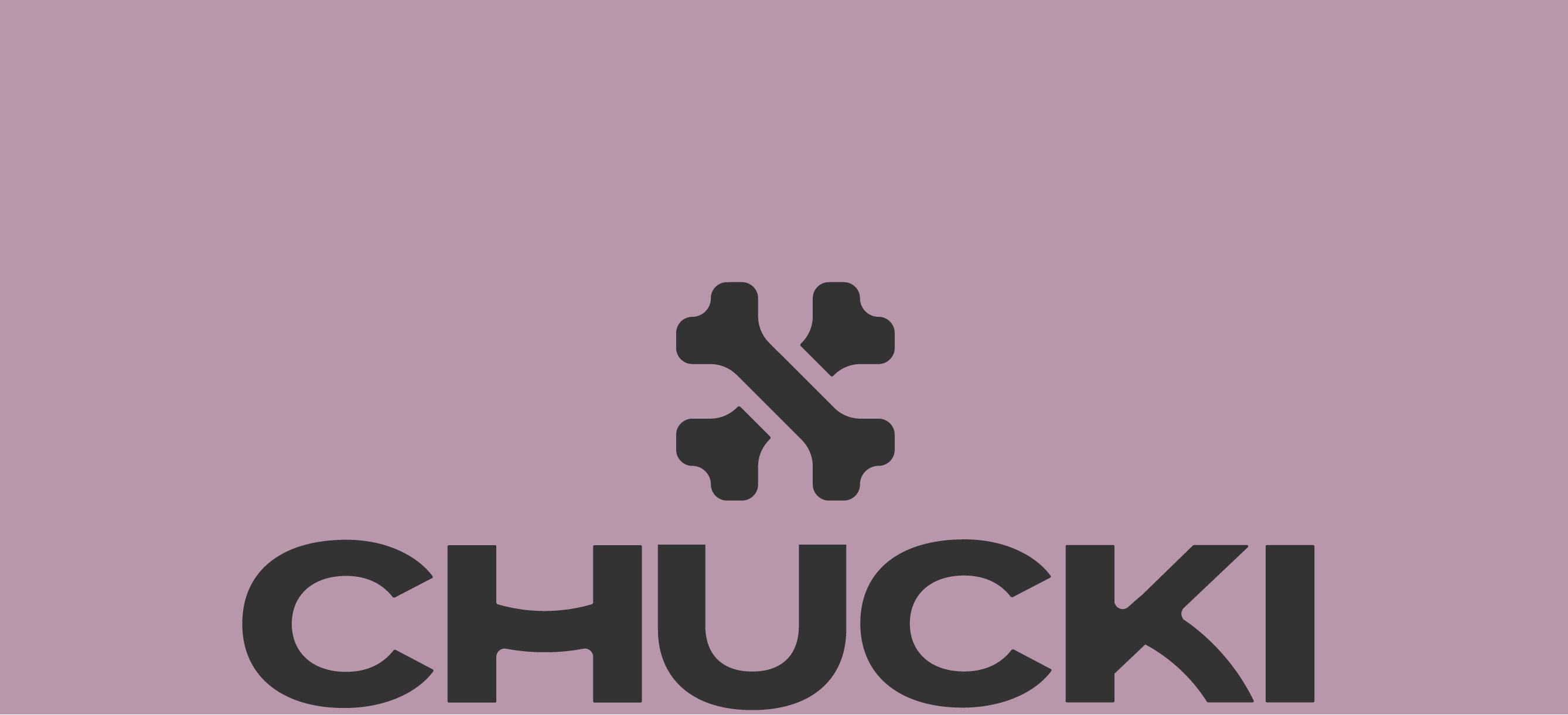 Black 'CHUCKI' logo on a pink background